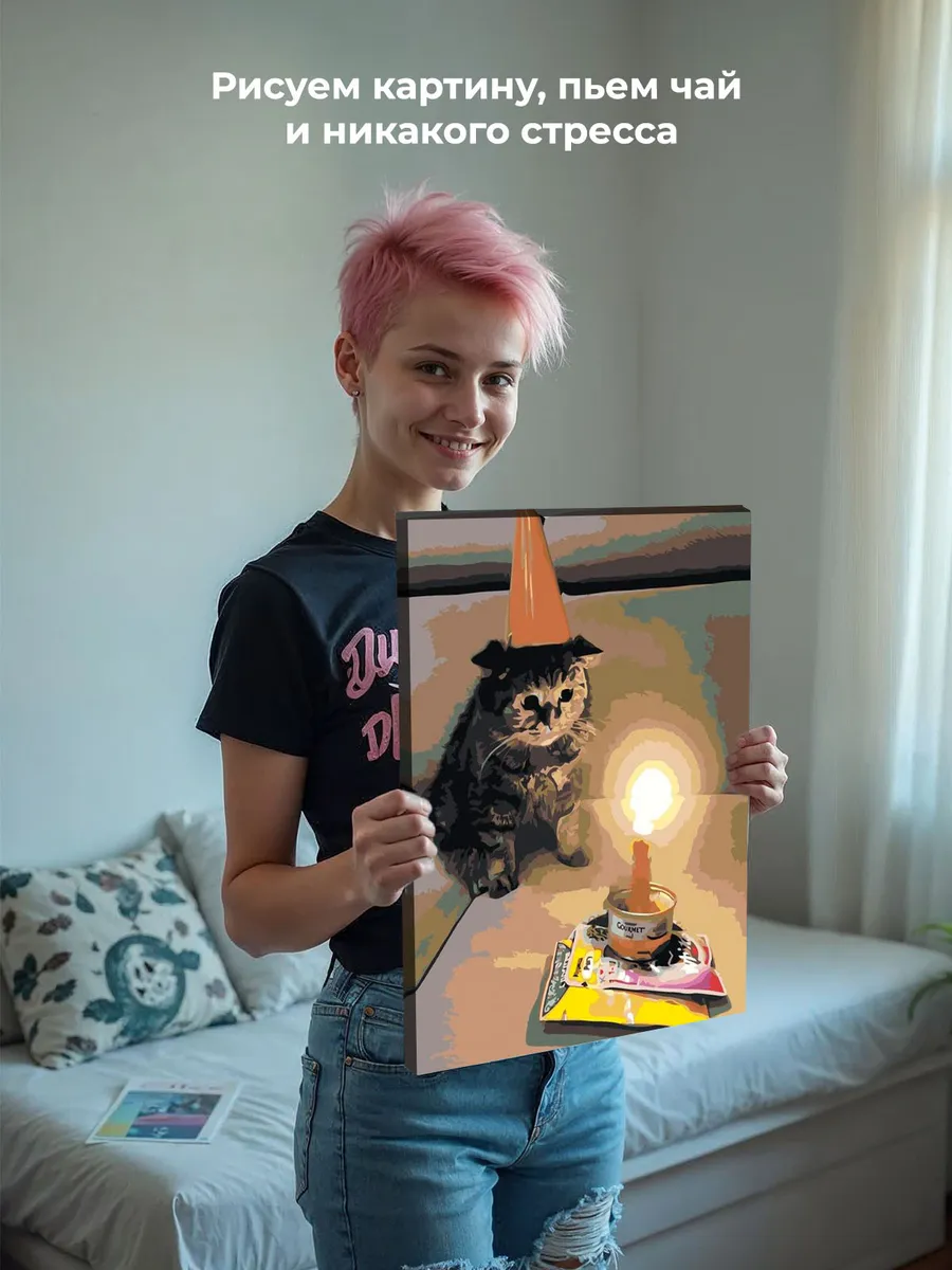 Картина по номерам «Мемы: Грустный кот, День рождения 40x50» — картинка 6