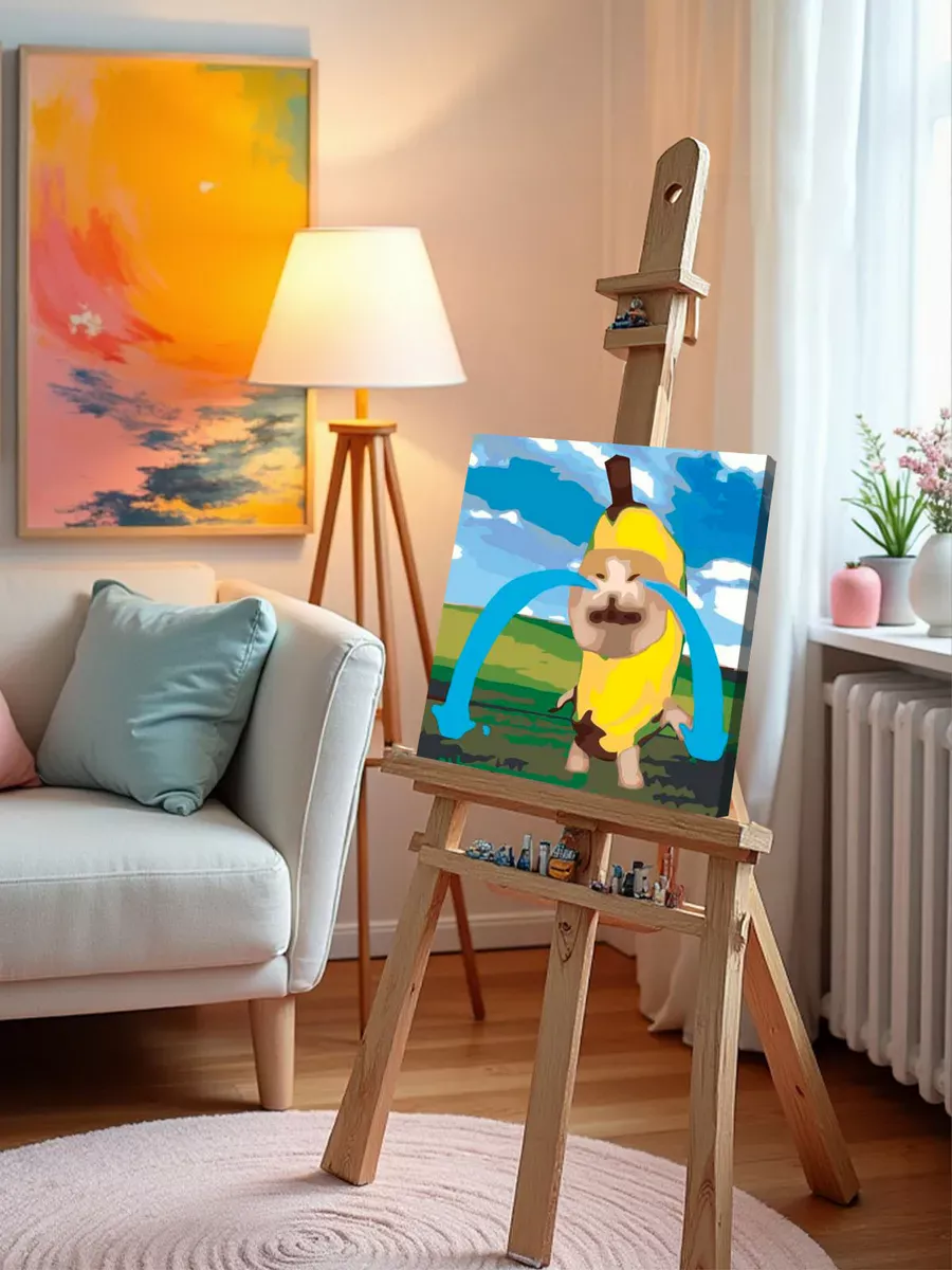 Картина по номерам «Мемы, коты из мемов: Кот банан плачет» — картинка 9