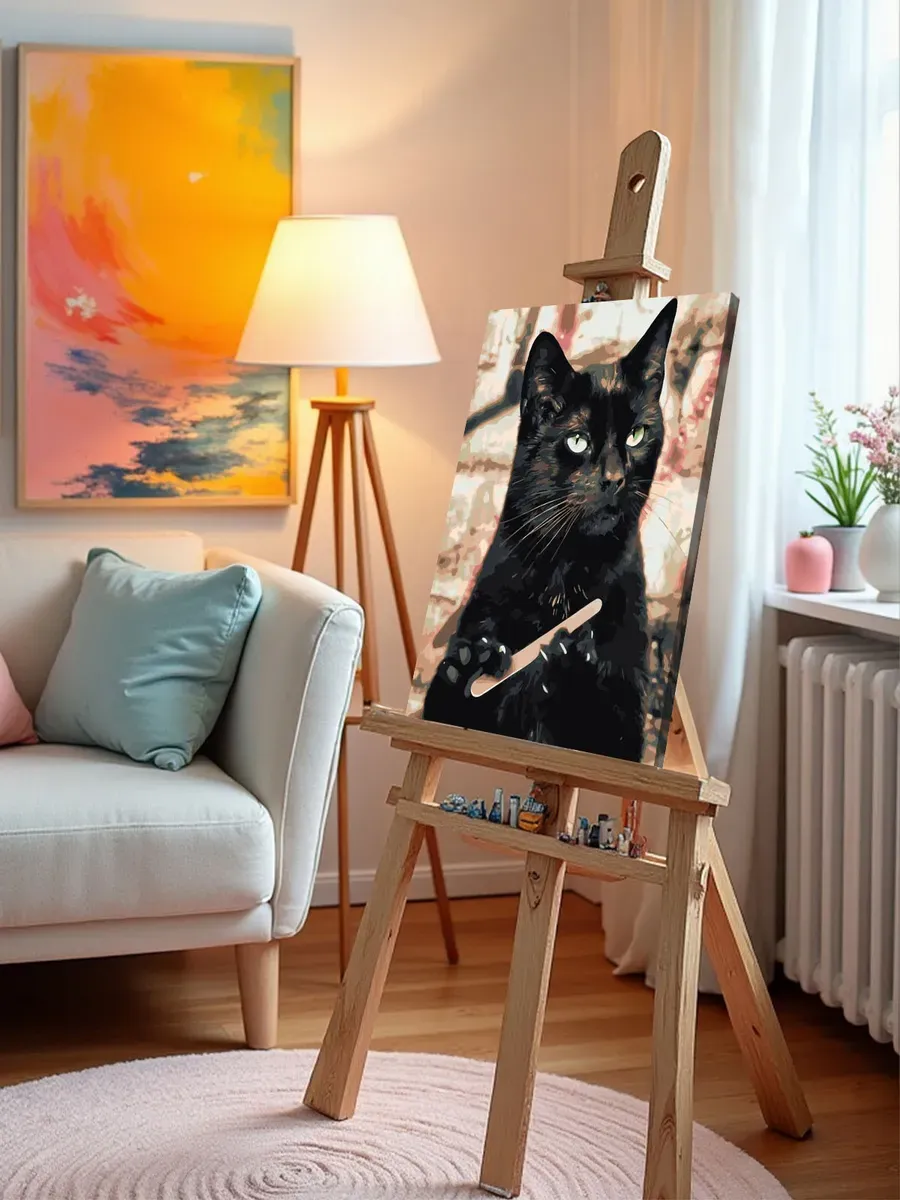 Картина по номерам «Мемы: Черный кот точит когти, Сабрина» — картинка 9