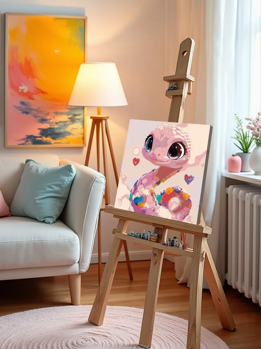 Картина по номерам «Розовая змея, Символ года, животные» — картинка 9