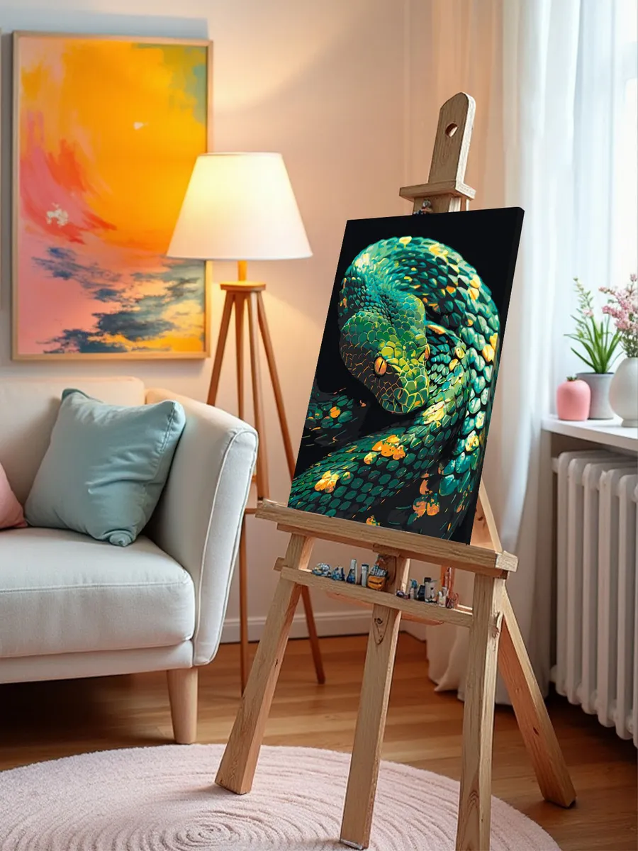 Картина по номерам «Зеленая змея, Символ года, животные» — картинка 9