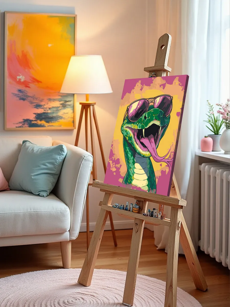 Картина по номерам «Змея в очках, Символ года, животные 40x50» — картинка 10