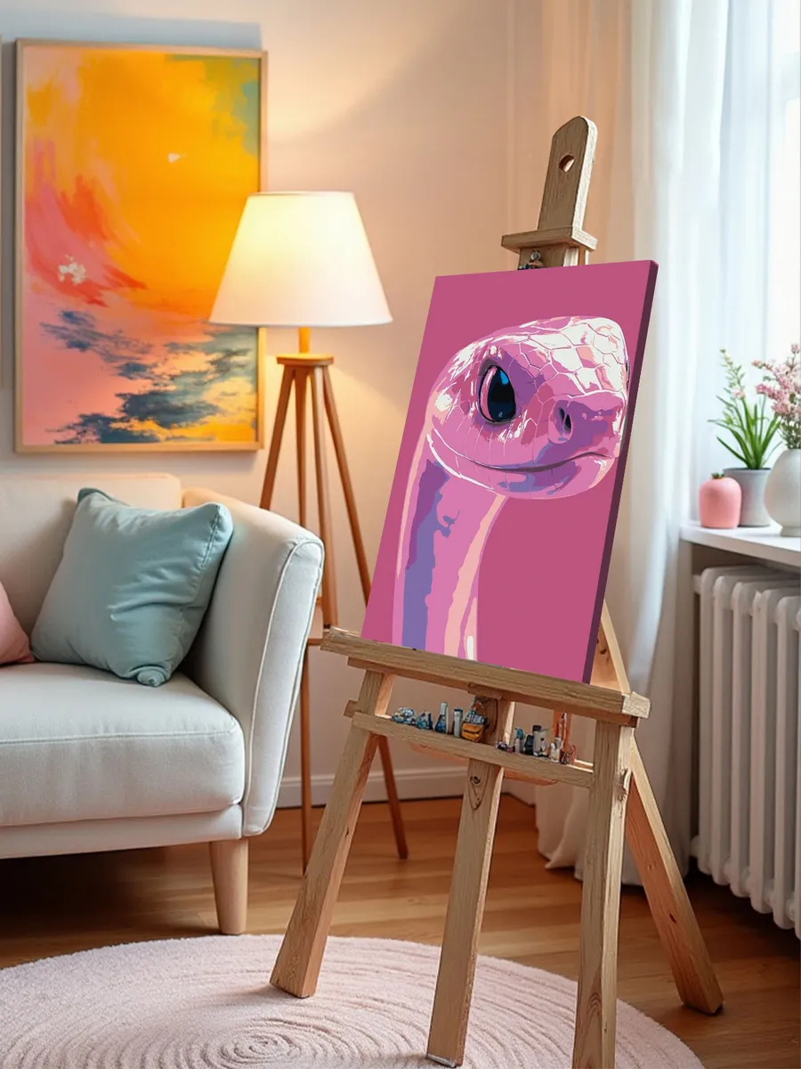 Картина по номерам «Розовая змея, Символ года, животные» — картинка 9