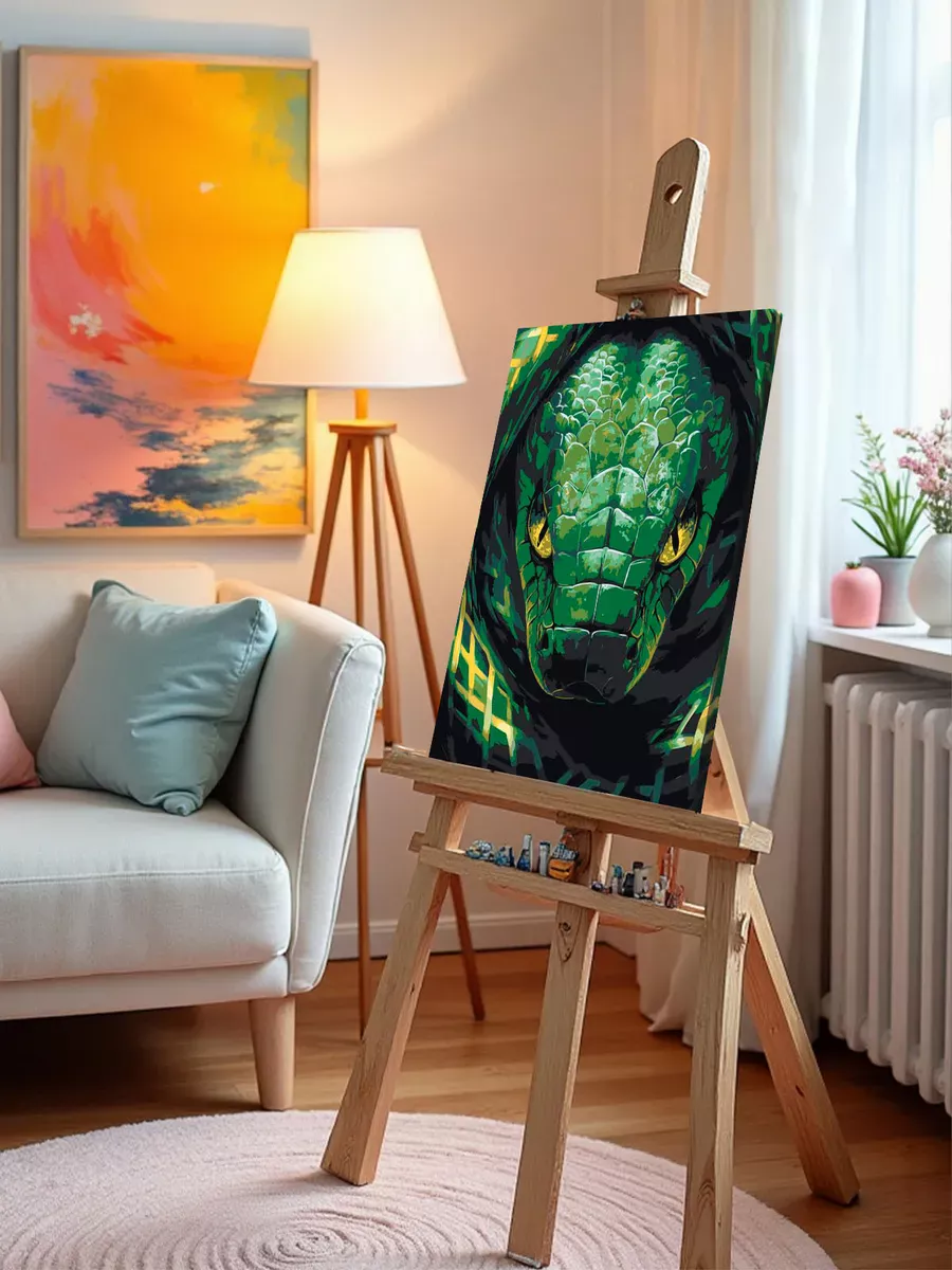 Картина по номерам «Зеленая змея, Символ года, животные» — картинка 10