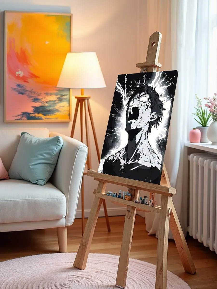 Картина по номерам «Аниме манга Магическая битва: чб арт» — картинка 9