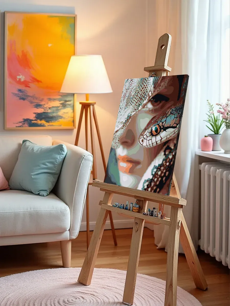 Картина по номерам «Змея и девушка, животные, Символ года» — картинка 9