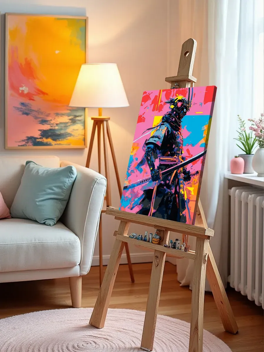 Картина по номерам «Япония, Азия: самурай киберпанк, неон» — картинка 10