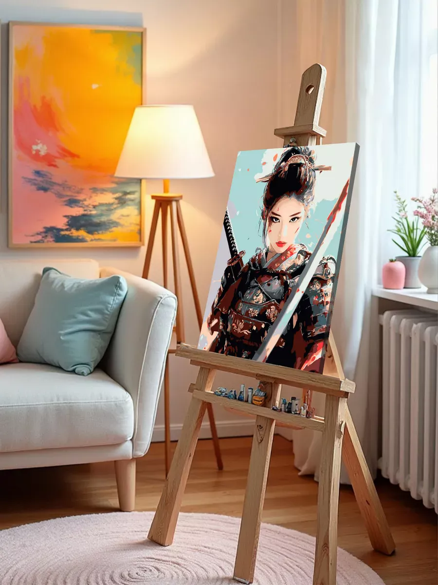 Картина по номерам «Япония, Азия: девушка самурай с катаной» — картинка 10