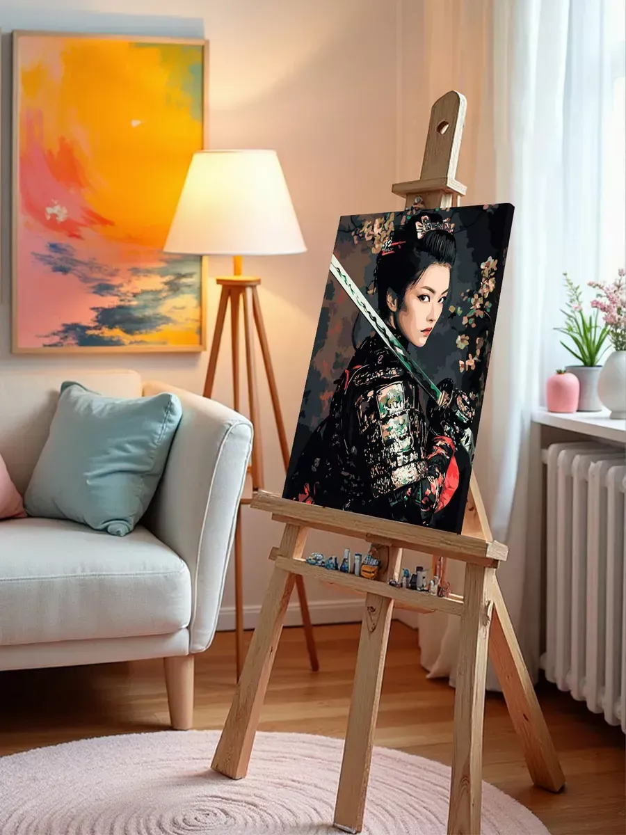 Картина по номерам «Япония, Азия: девушка самурай с катаной» — картинка 9