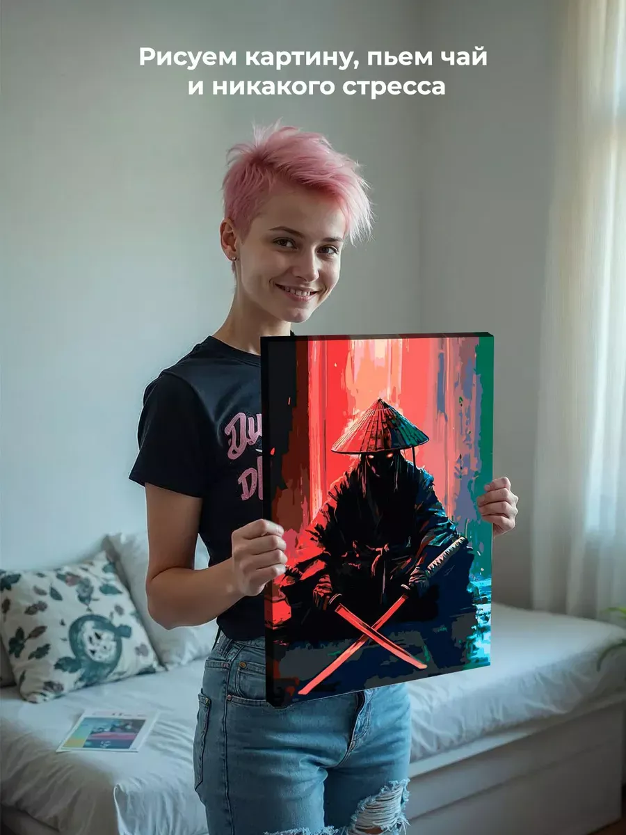 Картина по номерам «Япония, Азия: воин самурай с катанами» — картинка 7