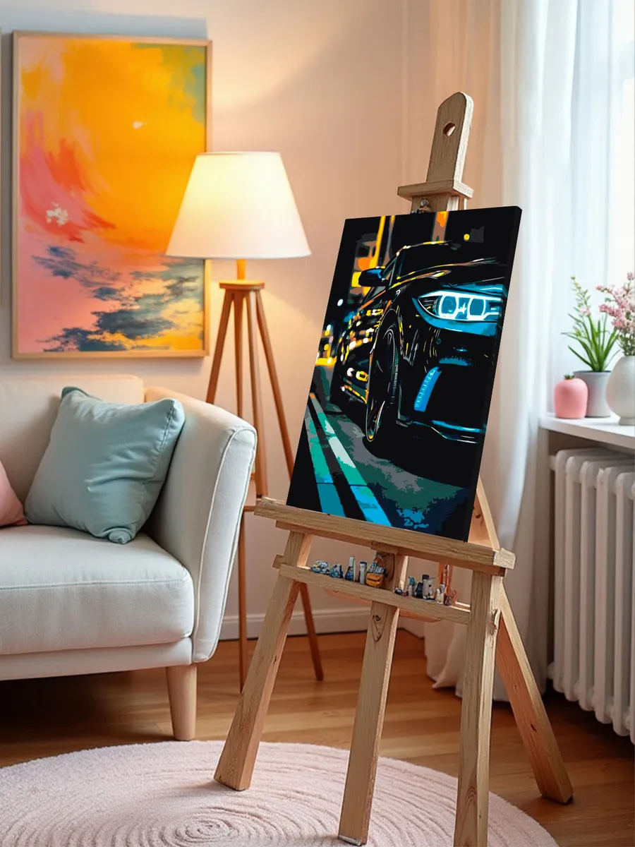 Картина по номерам, светящаяся в темноте «Машина BMW, неон» — картинка 9