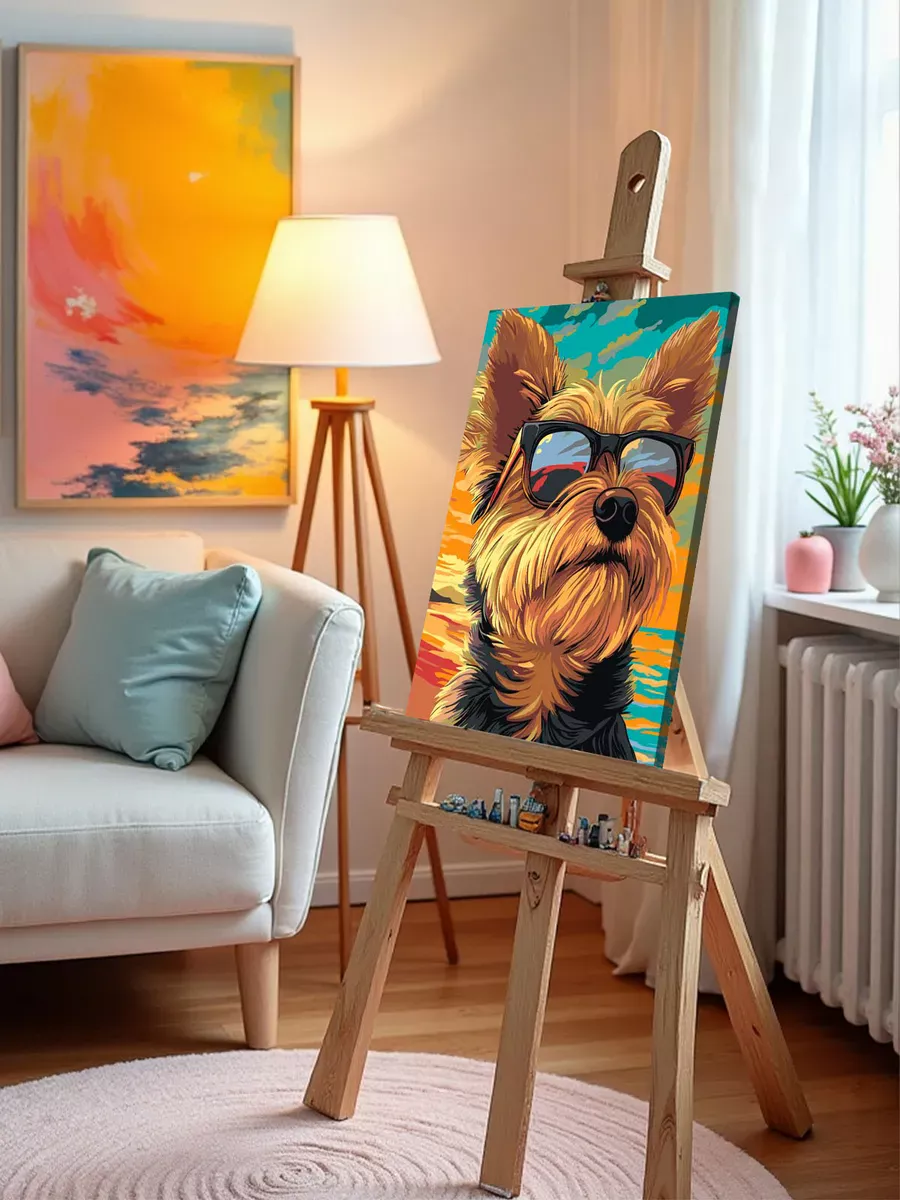 Картина по номерам «Собаки: йоркширский терьер на пляже» — картинка 9