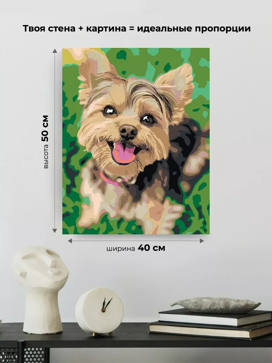 Картина по номерам «Собаки: милый йоркширский терьер 40х50» — картинка 3