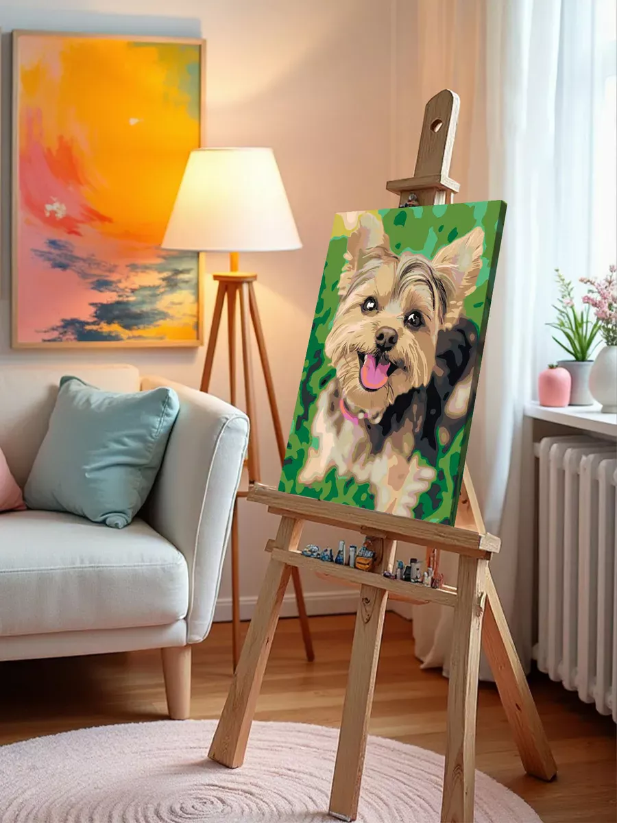 Картина по номерам «Собаки: милый йоркширский терьер 40х50» — картинка 9