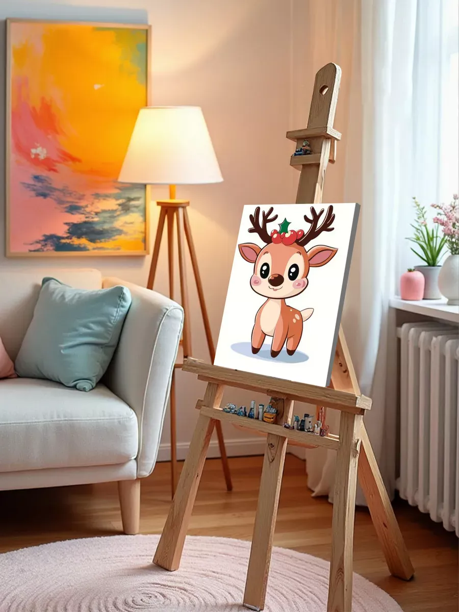 Картина по номерам «Детская, для детей: олененок, Новый год» — картинка 10
