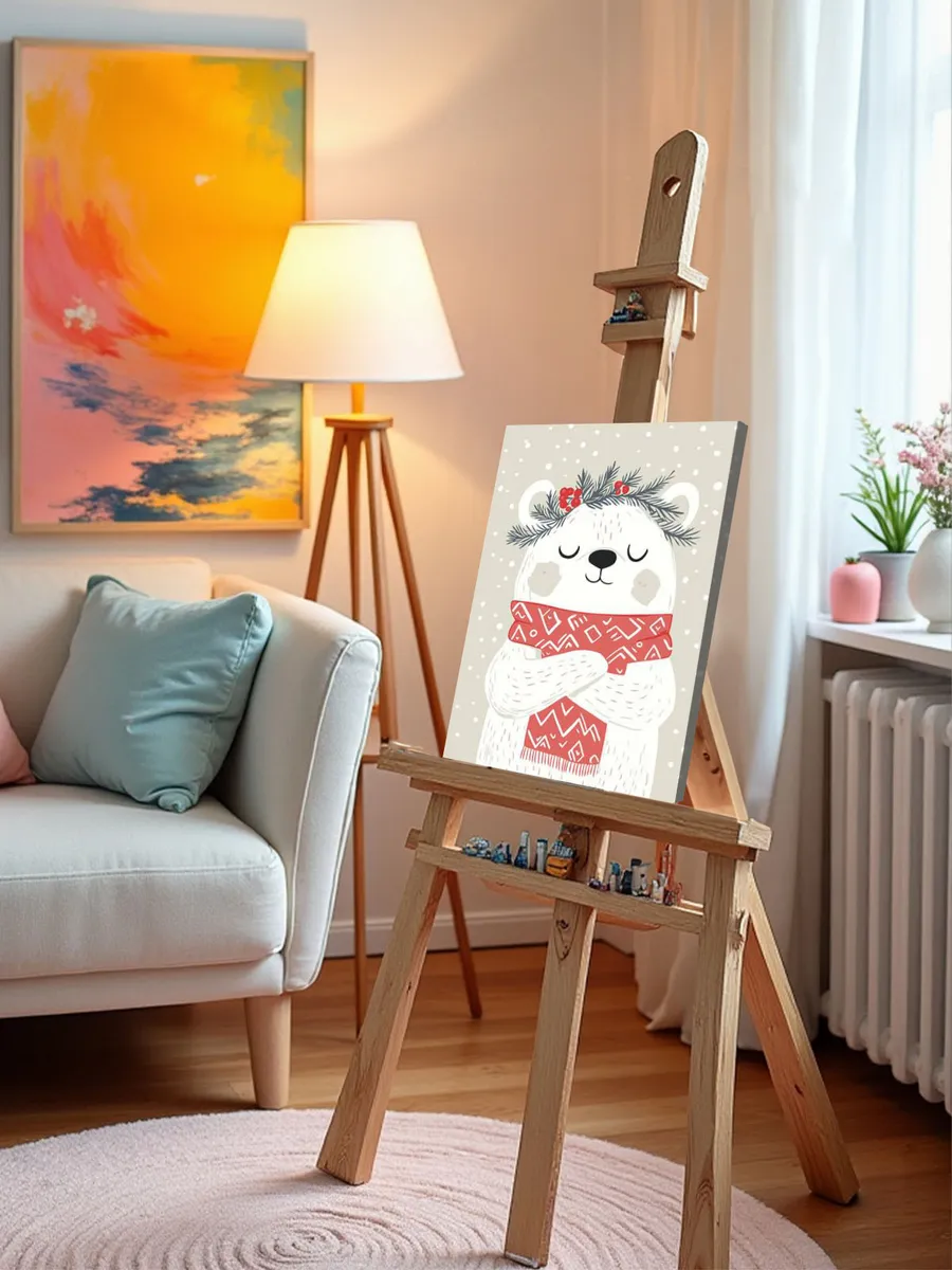 Картина по номерам «Детская, для детей: белый медведь, снег» — картинка 9