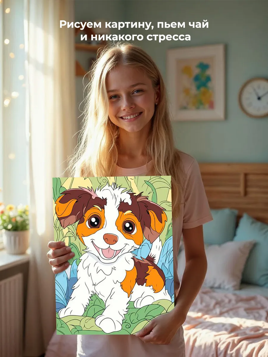 Картина по номерам «Детская, для детей: собака щенок 30х40» — картинка 6