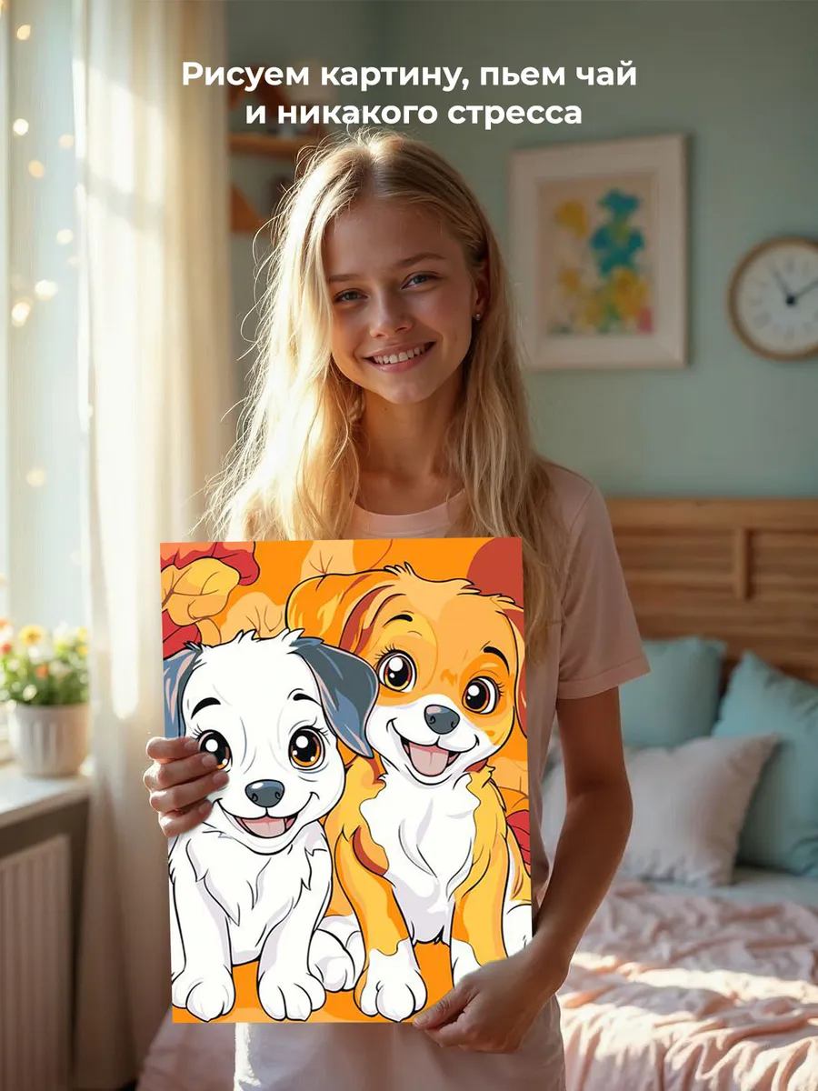 Картина по номерам «Детская, для детей: милые щенята, собаки» — картинка 6