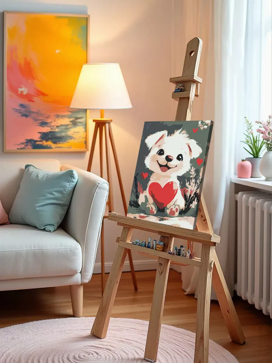 Картина по номерам «Детская, для детей: собака с сердцем» — картинка 10