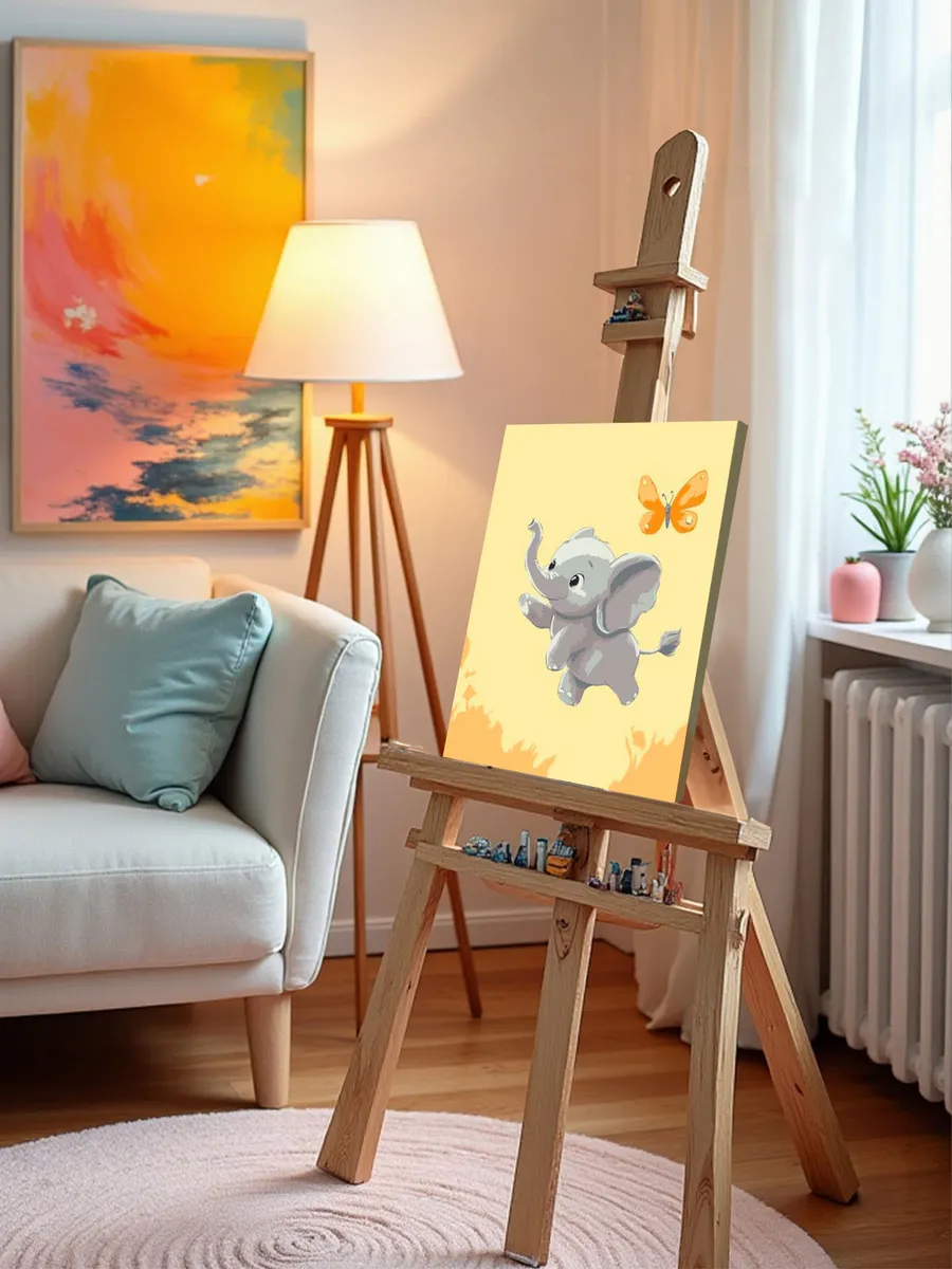 Картина по номерам «Детская, для детей: слон и бабочка» — картинка 9