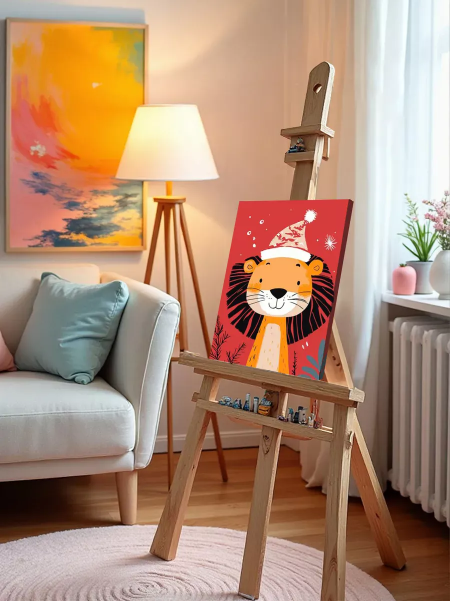 Картина по номерам «Детская, для детей: новогодний лев» — картинка 10