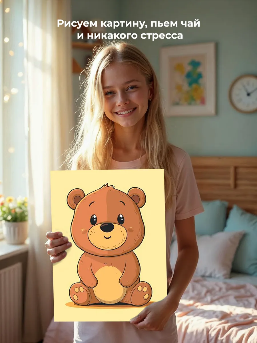 Картина по номерам «Детская, для детей: милый медвежонок» — картинка 6