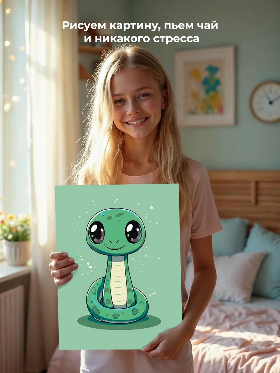 Картина по номерам «Детская, для детей: змейка, символ года» — картинка 6