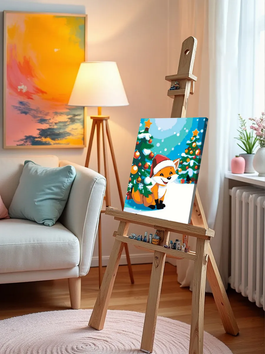 Картина по номерам «Детская, для детей: лиса под ёлкой» — картинка 9