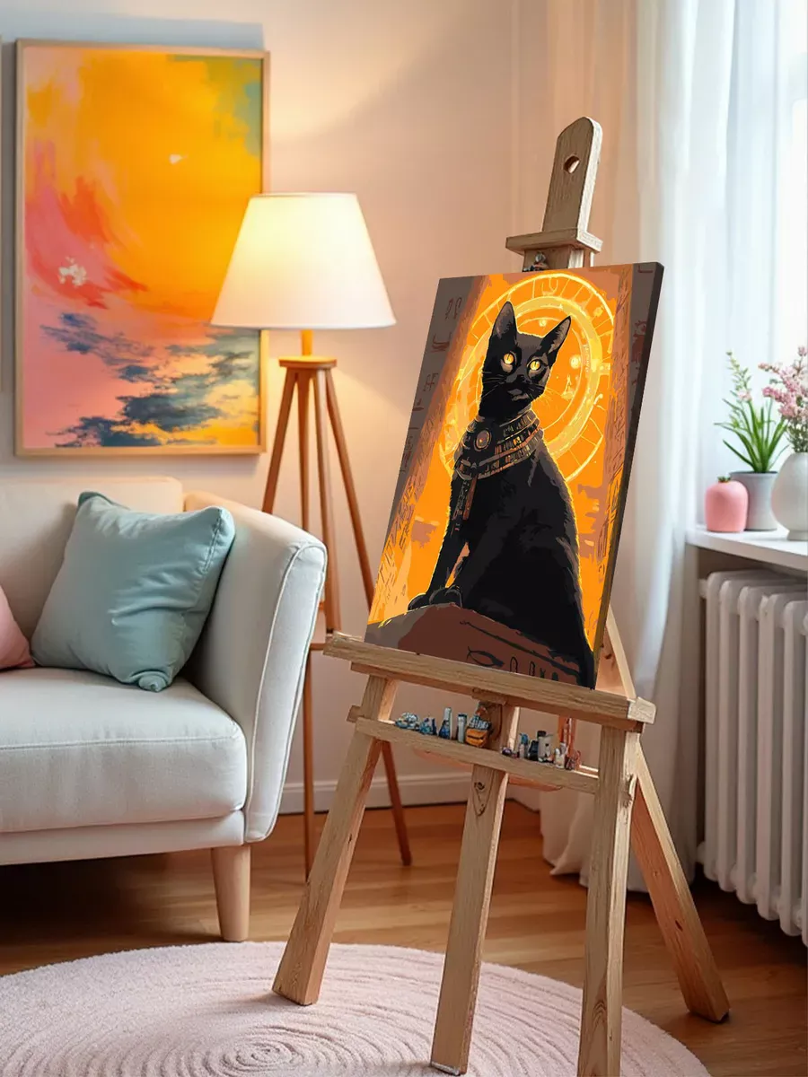 Картина по номерам «Египет: черная кошка, богиня Бастет» — картинка 9