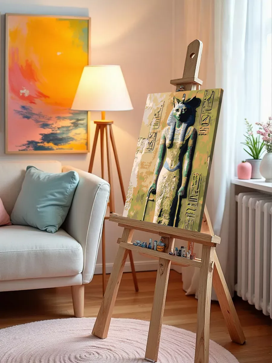 Картина по номерам «Египет: иероглифы и кошка, богиня Бастет» — картинка 9