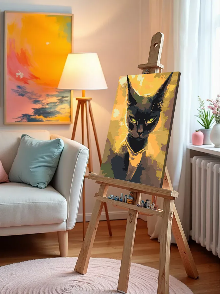 Картина по номерам «Египет: черная кошка, богиня Бастет» — картинка 9