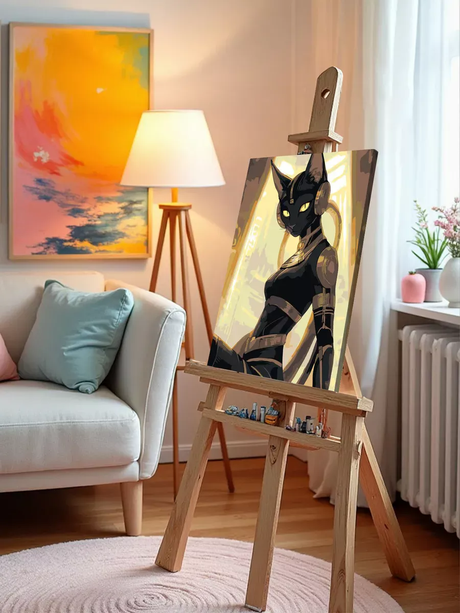 Картина по номерам «Египет: черная кошка аниме, Бастет» — картинка 9