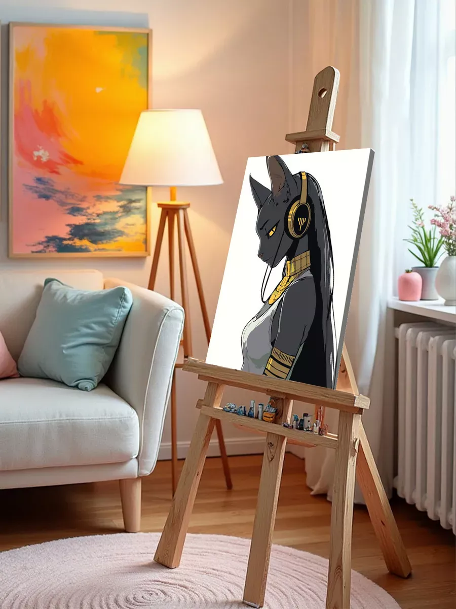 Картина по номерам «Египет: черная кошка аниме, Бастет» — картинка 9