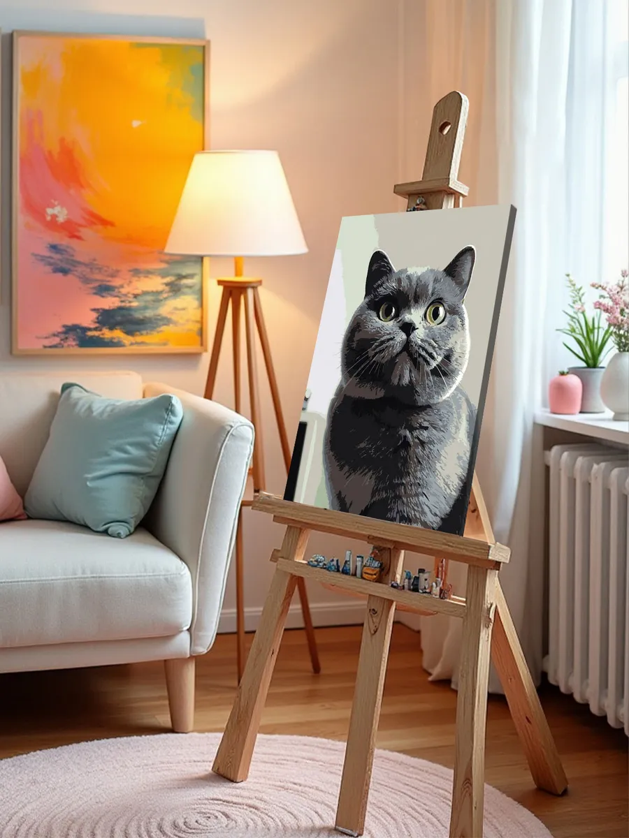 Картина по номерам «Кошки: серый британец, британский кот» — картинка 9