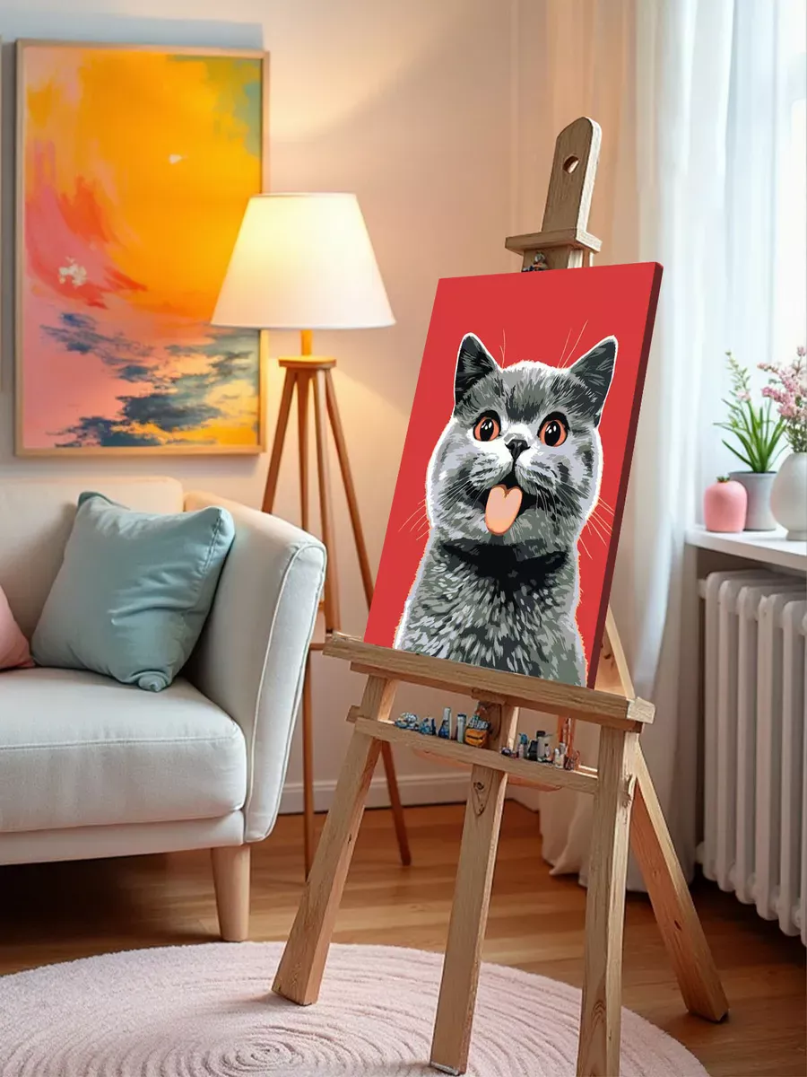 Картина по номерам «Кошки: серый британский котенок 40x50» — картинка 9