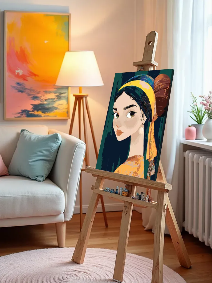 Картина по номерам «Девушка с жемчужной сережкой арт 40x50» — картинка 9