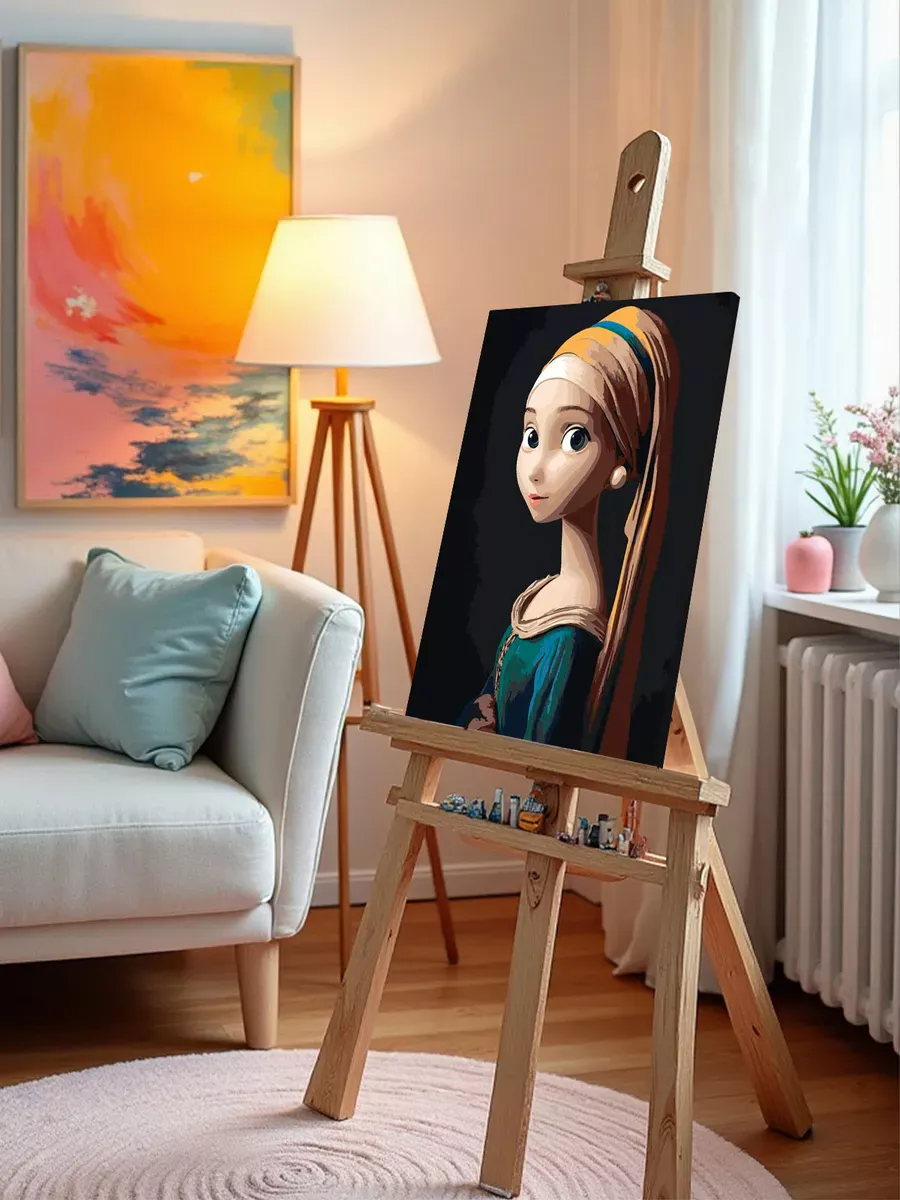 Картина по номерам «Девушка с жемчужной сережкой арт 40x50» — картинка 9