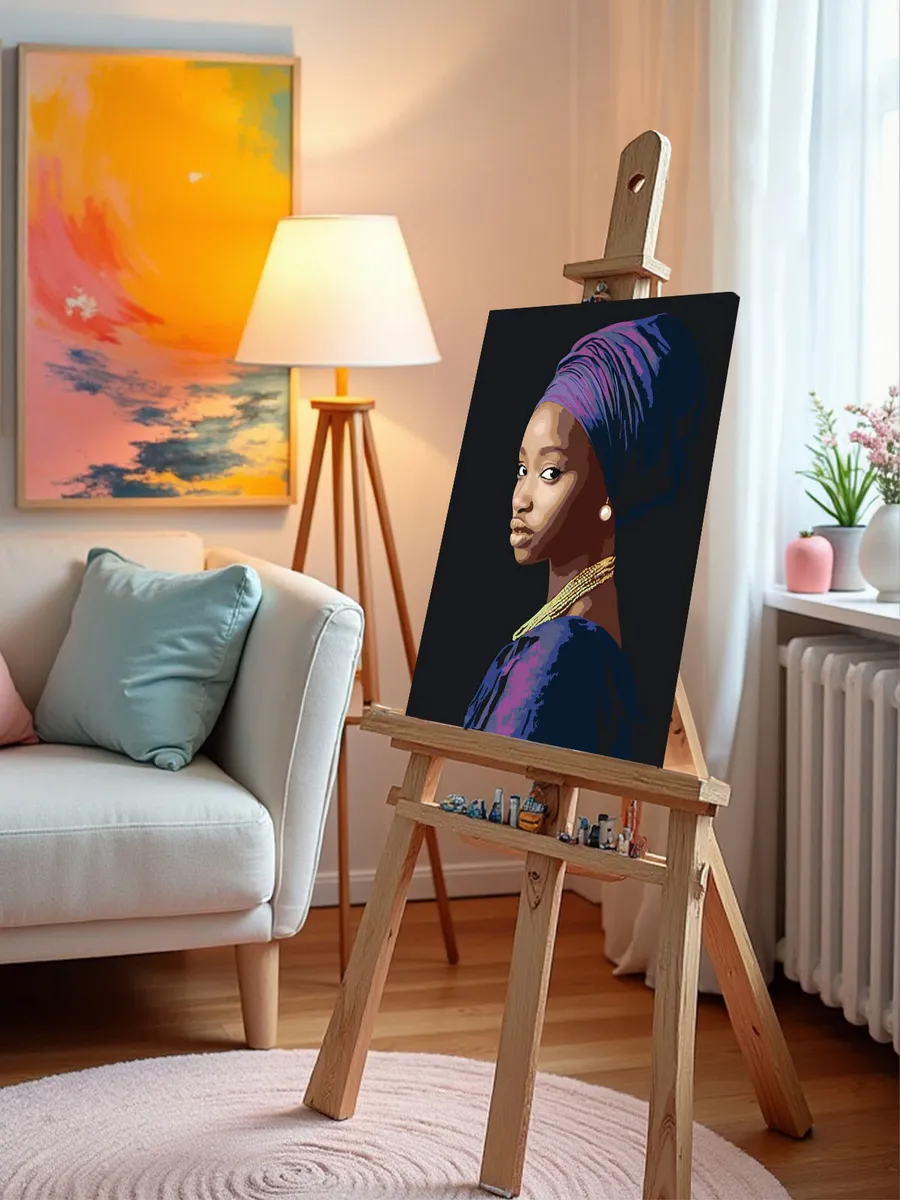 Картина по номерам «Девушка с жемчужной сережкой арт 40x50» — картинка 9