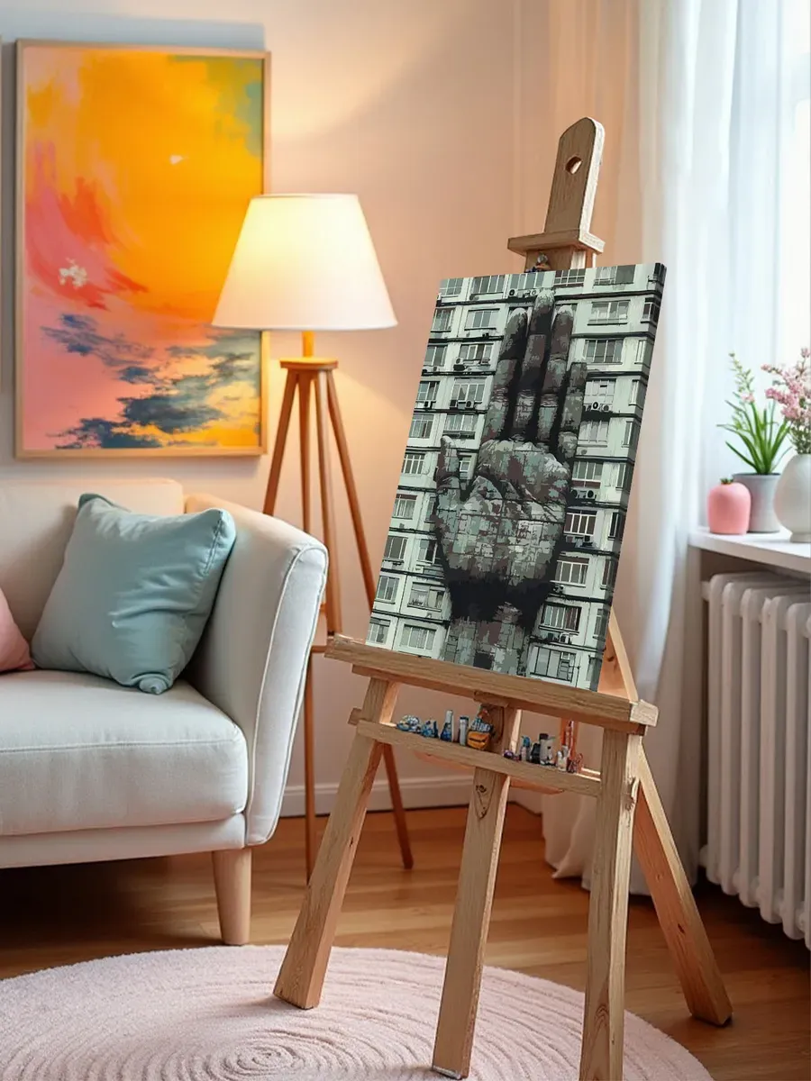 Картина по номерам «Панельки родные, рука монохром 40x50» — картинка 9