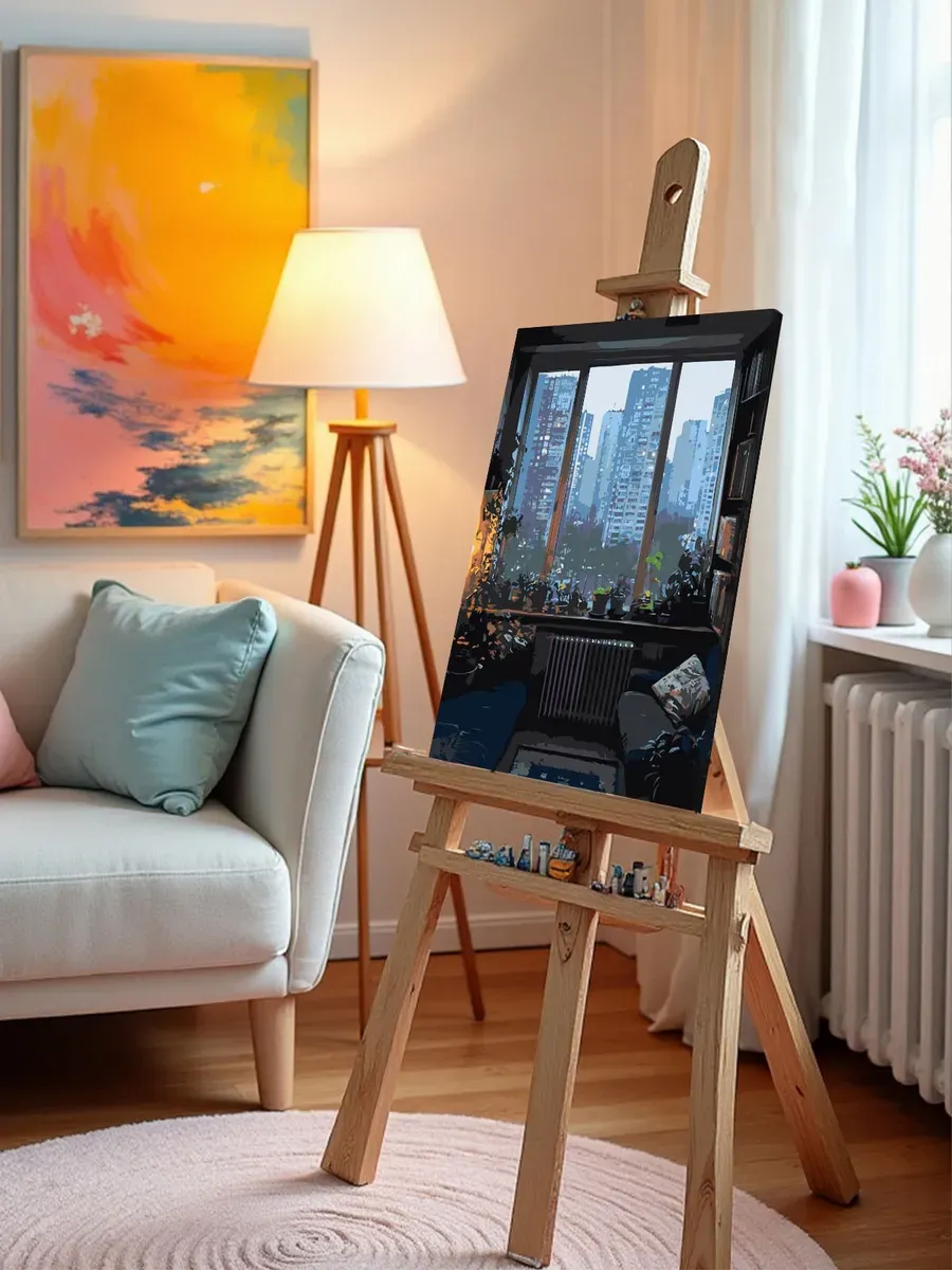 Картина по номерам «Панельки родные, вид за окном вечером» — картинка 9