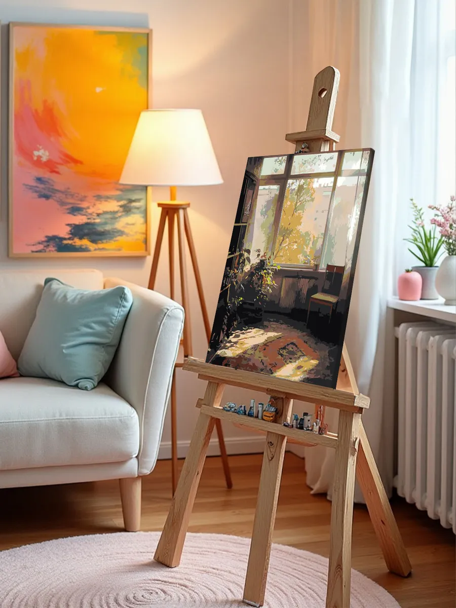 Картина по номерам «Панельки родные, осень, уютная комната» — картинка 9