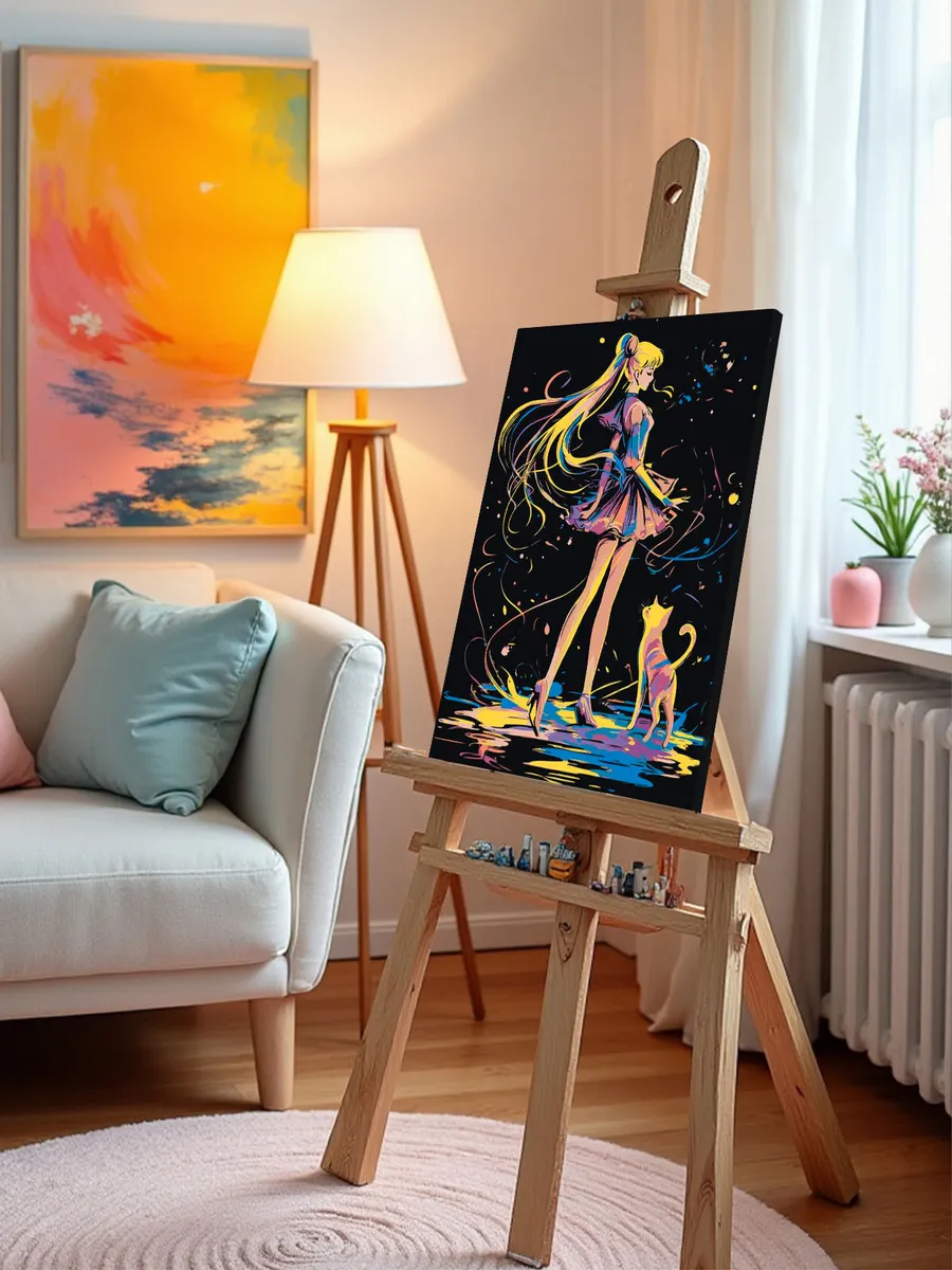 Картина по номерам «Аниме Сейлор Мун Sailor Moon: арт с котом» — картинка 9