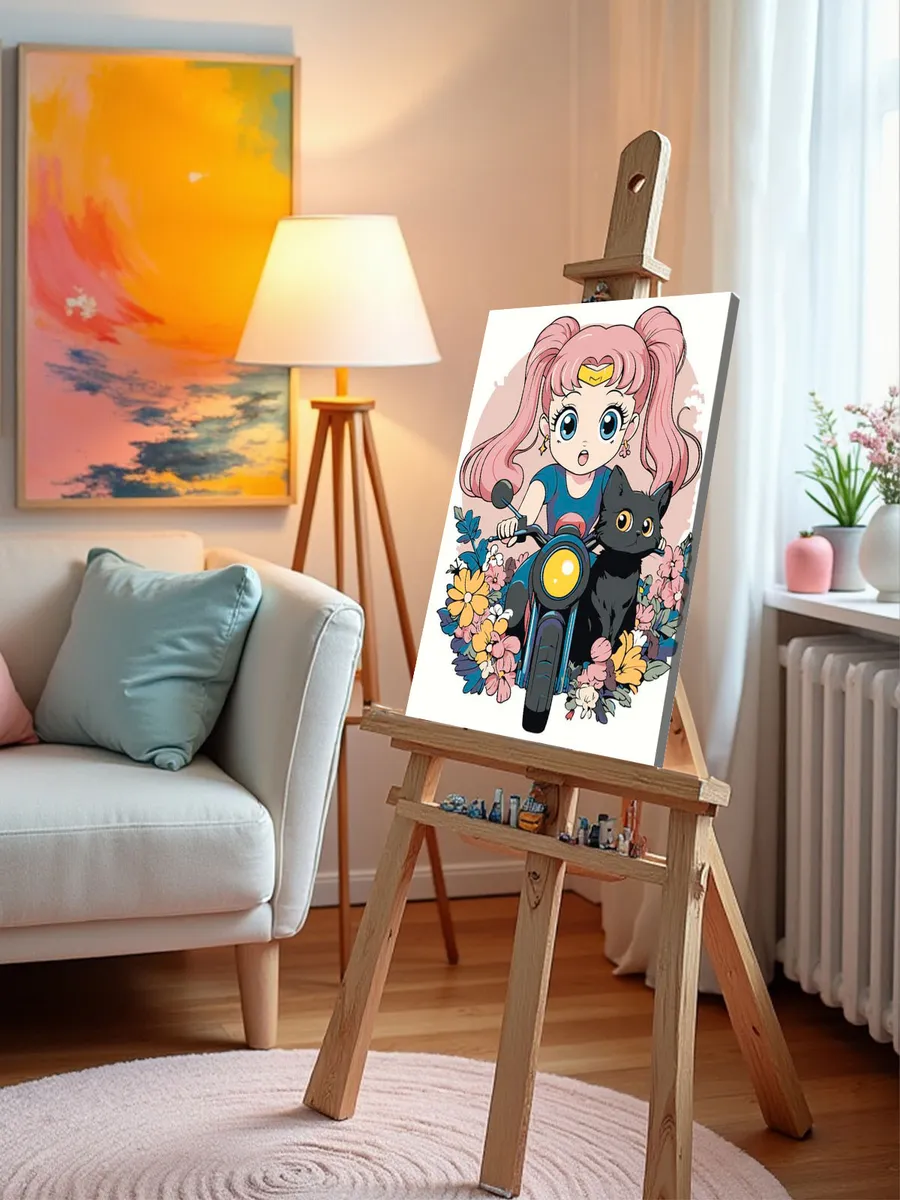 Картина по номерам «Аниме Сейлор Мун Sailor Moon: цветы и кот» — картинка 9