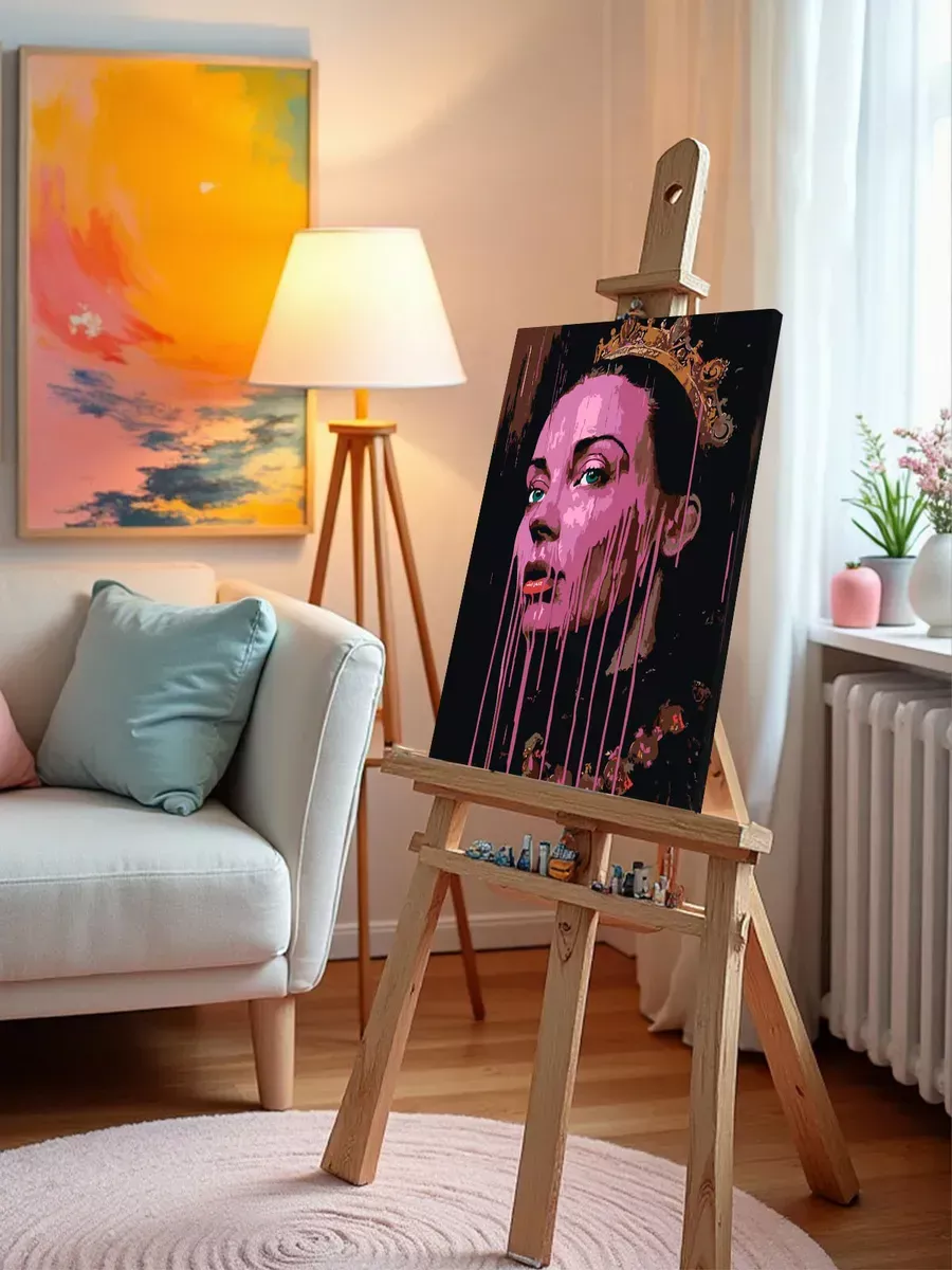 Картина по номерам «Розовая: королева с краской на лице 40x50» — картинка 10