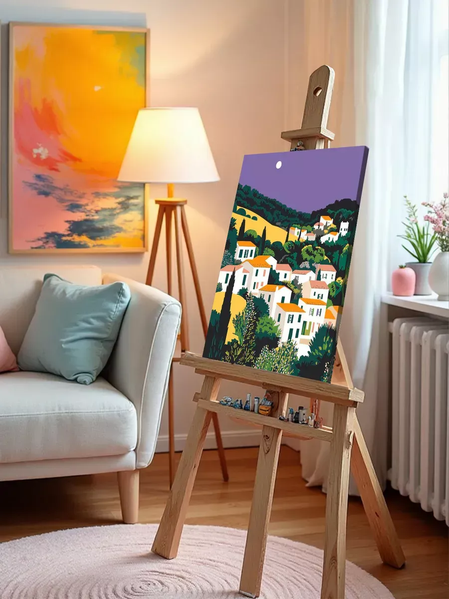 Картина по номерам «Прованс, Франция: луна над домами 40x50» — картинка 10