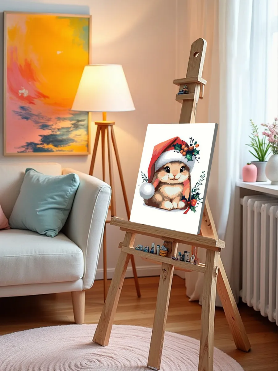 Картина по номерам «Детская, для детей: новогодний кролик» — картинка 9