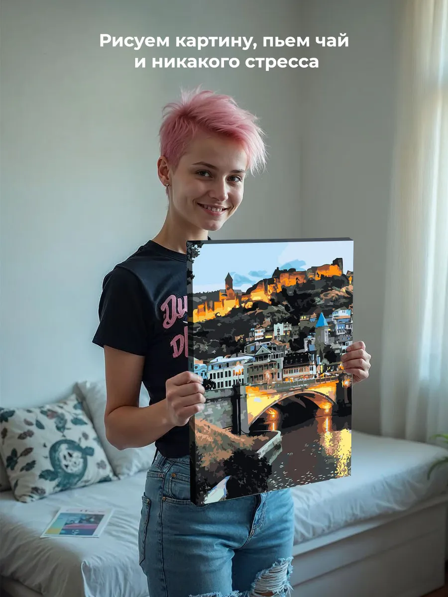 Картина по номерам «Кавказ, Грузия: крепость в Тбилиси, ночь» — картинка 6