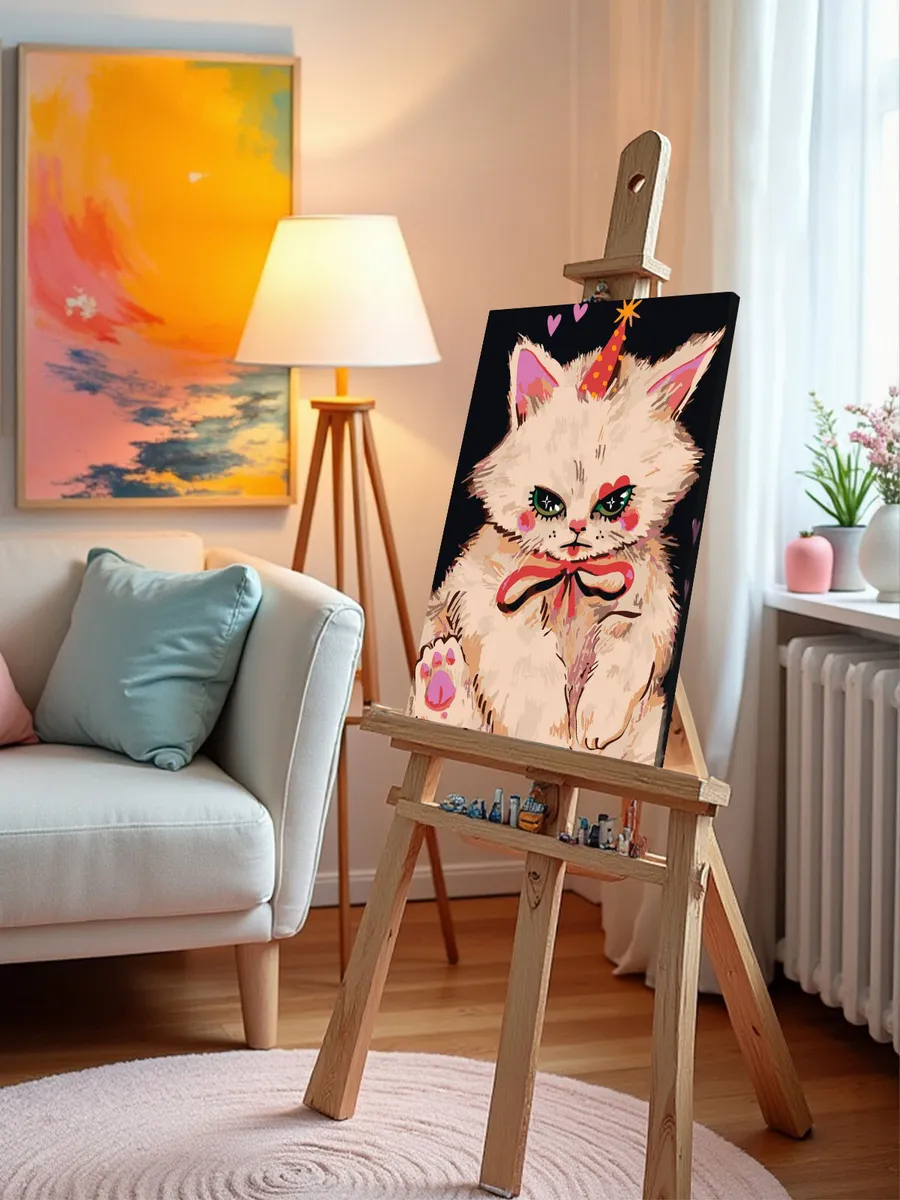 Картина по номерам «Мемные коты: злая кошка с бантиком» — картинка 10