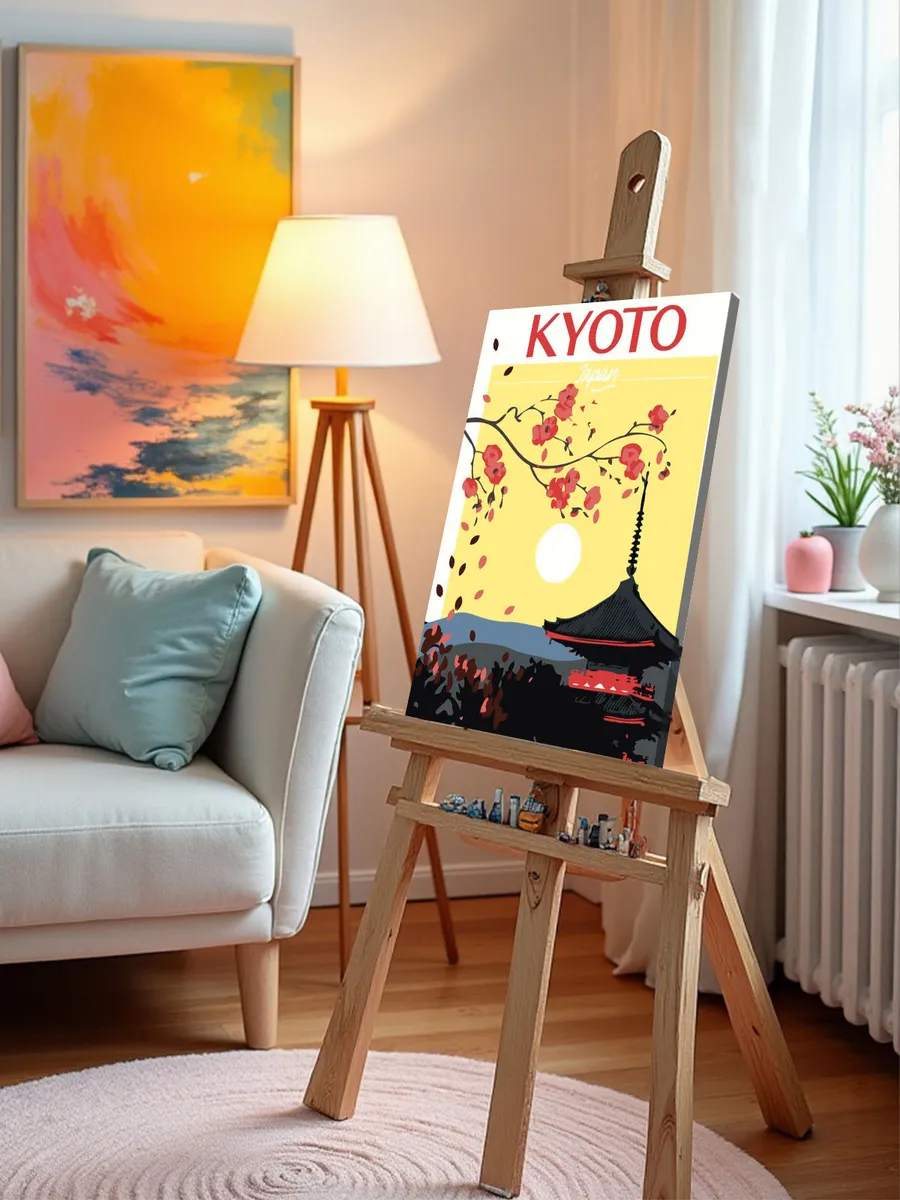 Картина по номерам «Япония, Киото: сакура и храм на восходе» — картинка 9