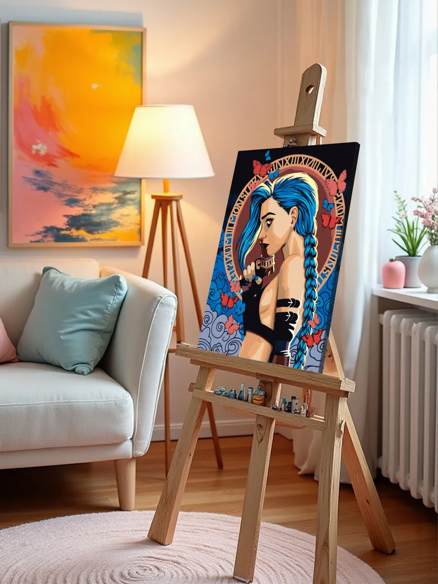 Картина по номерам «Аркейн Лига Легенд лол: Джинкс, бабочки» — картинка 9